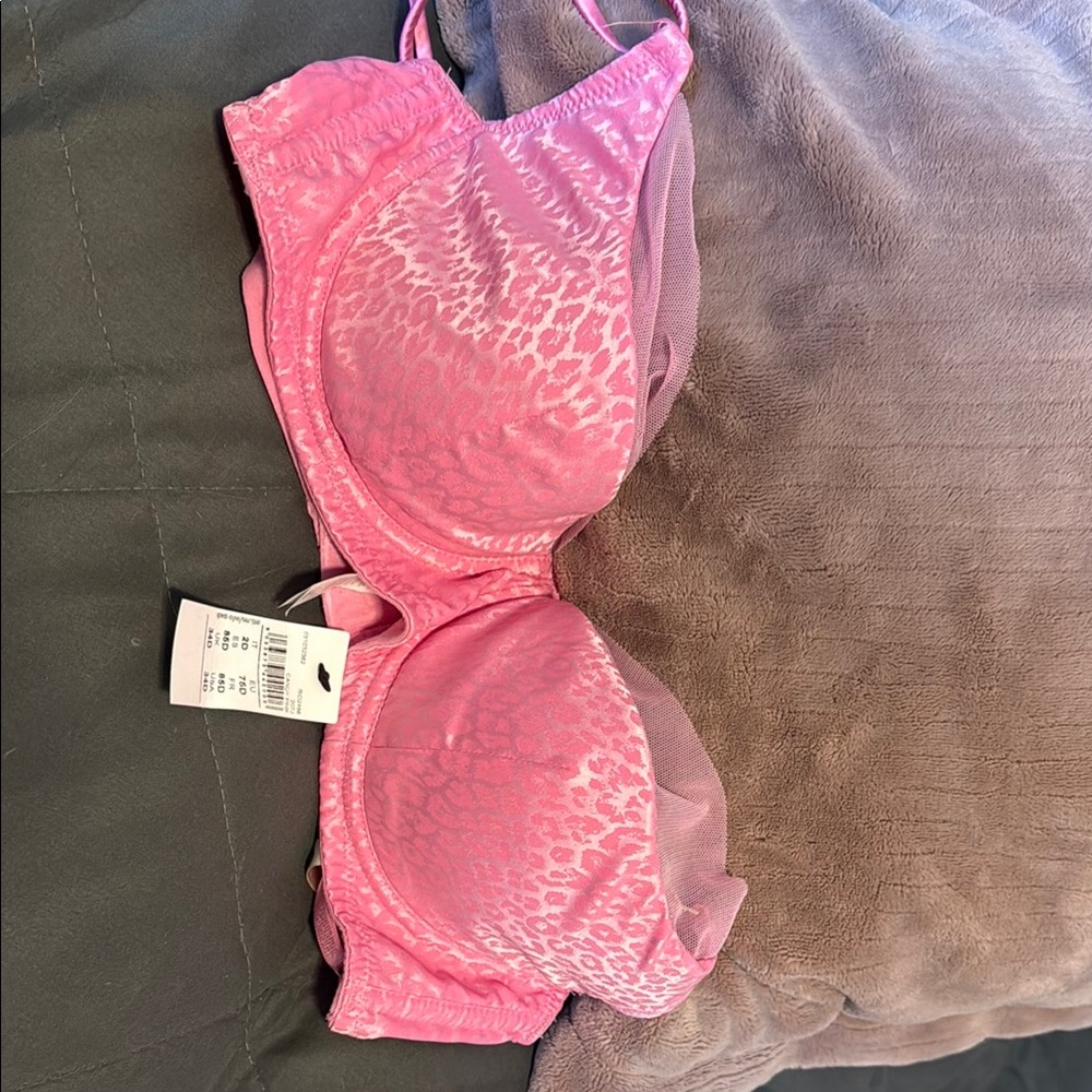 Pink Leopard Print Bra